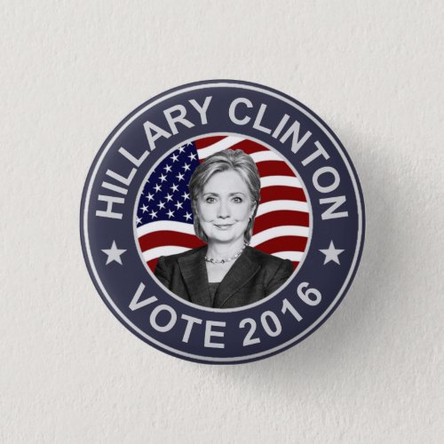 Hillary Clinton US Flag Pinback Button