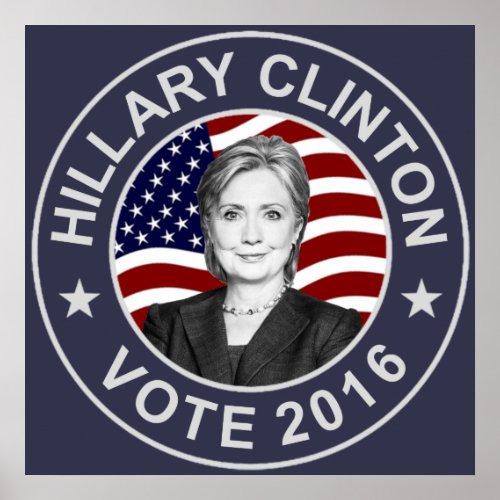Hillary Clinton US Flag Poster