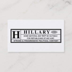 Hillary Clinton warning label Business Card