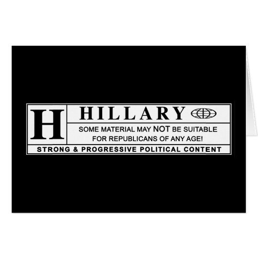 Hillary Clinton warning label Cards (Front Horizontal)