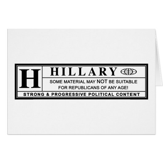 Hillary Clinton warning label Cards (Front Horizontal)