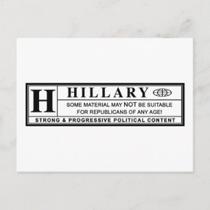 Hillary Clinton warning label Postcard