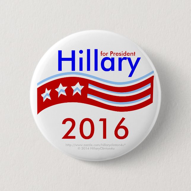 Hillary for President 3-Stars Flag 2016 Button (Front)