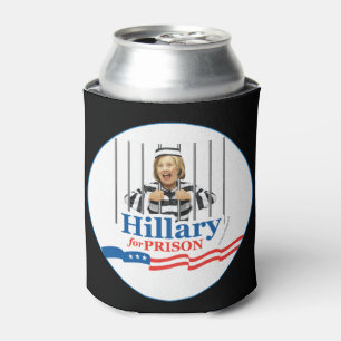 HILLARY FOR PRISON! Lock Her Up Jail Cell Prisoner Can Cooler