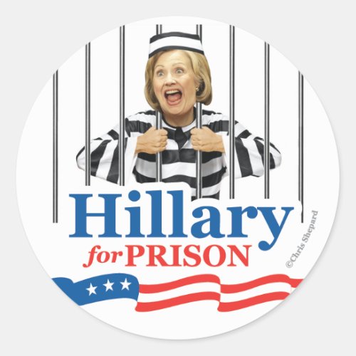 HILLARY FOR PRISON Lock Her Up VIRAL BIG 3 INCH Classic Round Sticker
