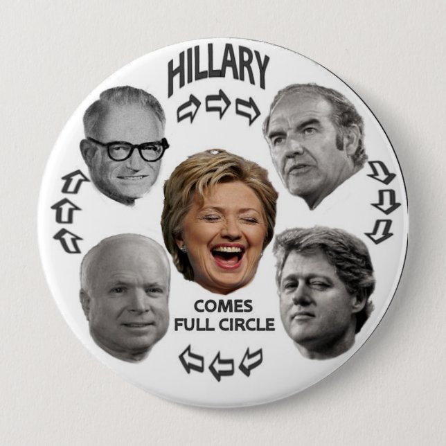 Hillary Full Circle 4-Inch Button (Front)
