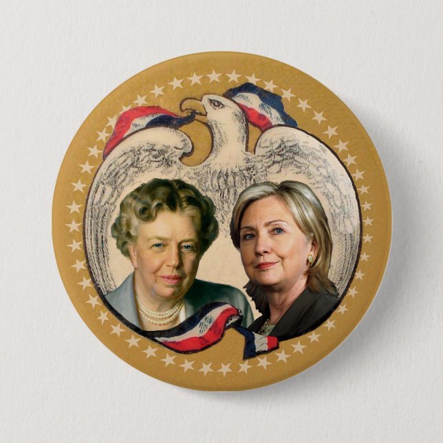 Hillary & her heroine pinback button (Front)