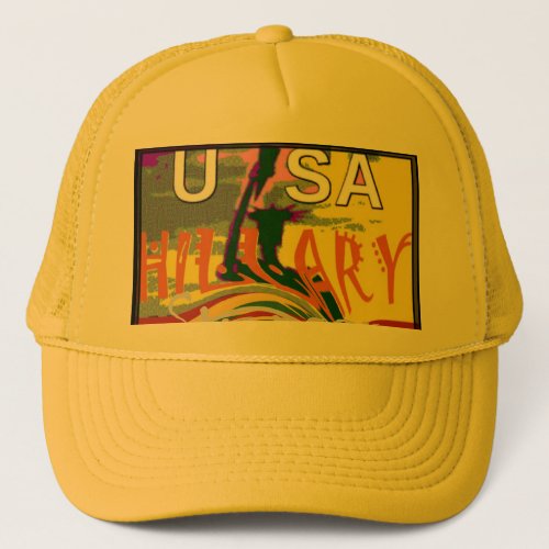Hillary USA President Stronger Together red golden Trucker Hat