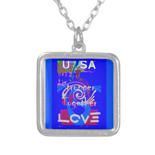 Hillary USA President Stronger Together spirit Silver Plated Necklace