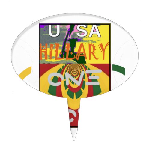 Hillary USA Stronger Together Rasta Color One Love Cake Topper