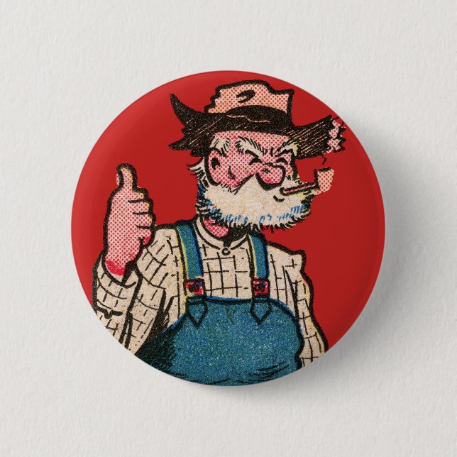 Hillbilly Farmer Thumbs-Up! Button (Front)