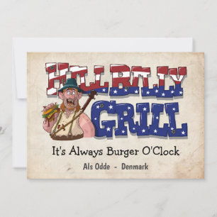 HillBilly Grill Denmark Greeting Card! Holiday Card