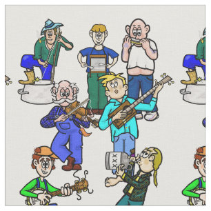 Hillbilly Jug Band Musicians Fabric