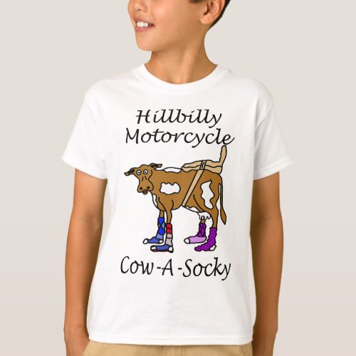 Hillbilly Motorcycle Funny Cow Gift Cow A Socky T_Shirt