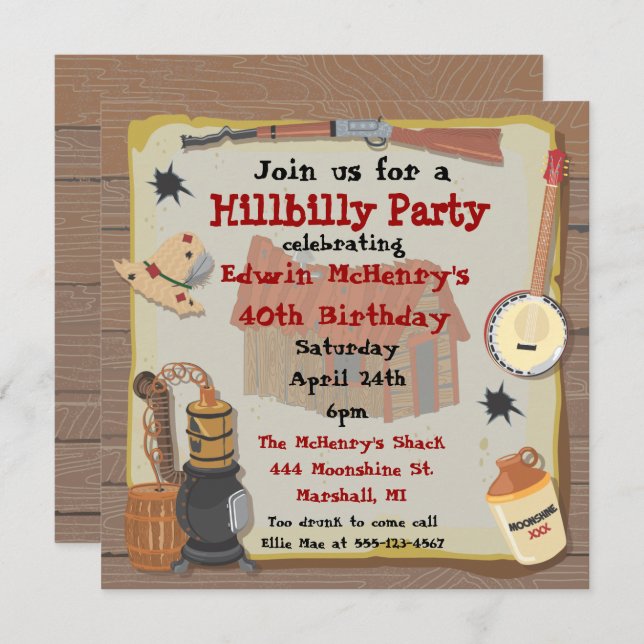 Hillbilly Party Invitation (Front/Back)