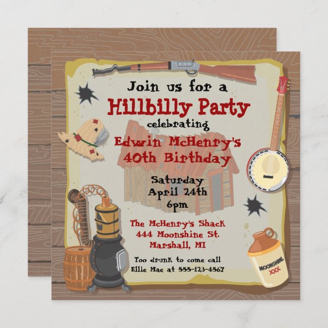 Hillbilly Party Invitation (Front/Back)