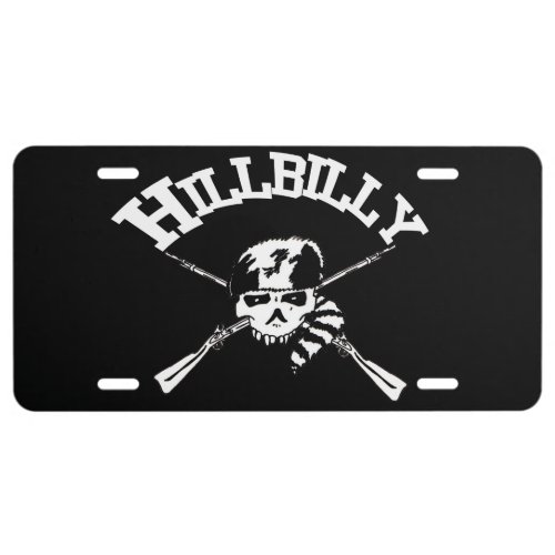 Hillbilly Skull and Bones License Plate