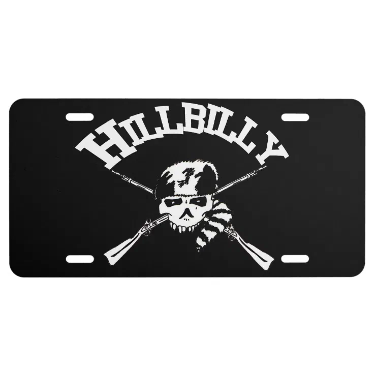 Hillbilly Skull and Bones License Plate | Zazzle