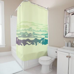 Hills Above the Clouds Landscape - yellow-green Shower Curtain