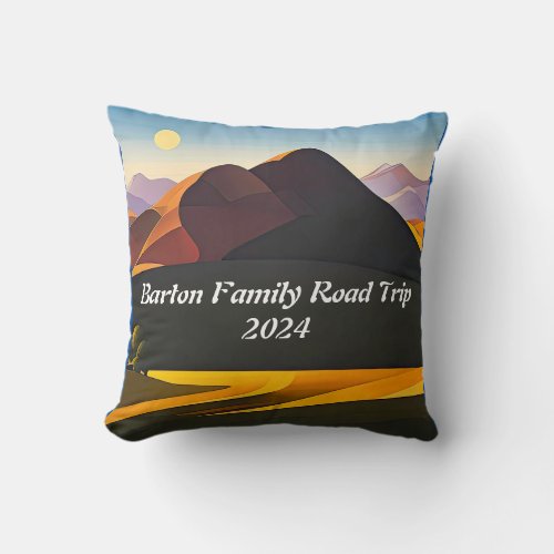 Hills and Mountains Road Trip  Throw Pillow