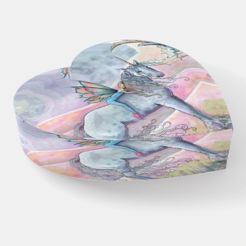 Hills of Enchantment Cute Fairy on Unicorn Paperweight