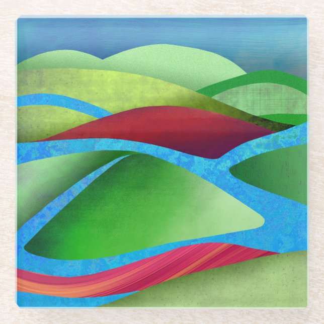 Hills On Ice Glass Coaster (Front)