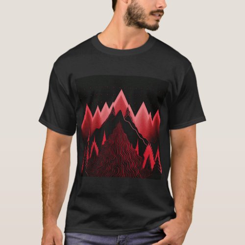 Hills_red cool lines abstract painting T_Shirt