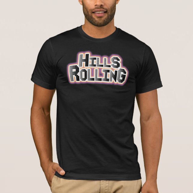 Hills Rolling - Black T-Shirt with Dots Design (Front)