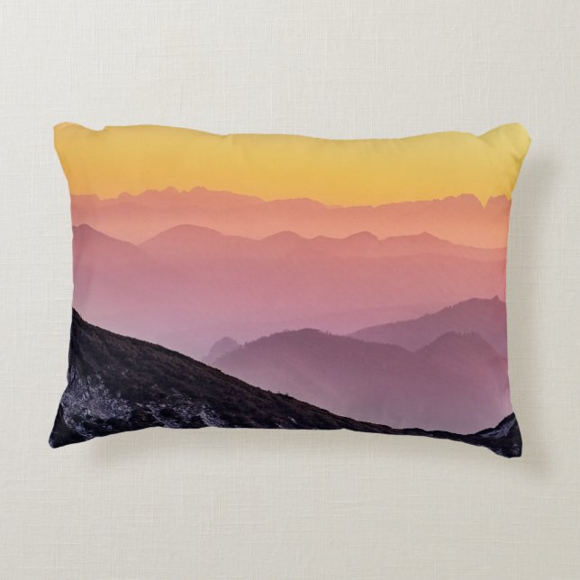 Hills Scenery Rainbow colors Motivation Quote Accent Pillow (Back)