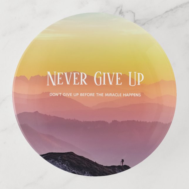 Hills Scenery Rainbow colors Motivation Quote Trinket Tray (Front)