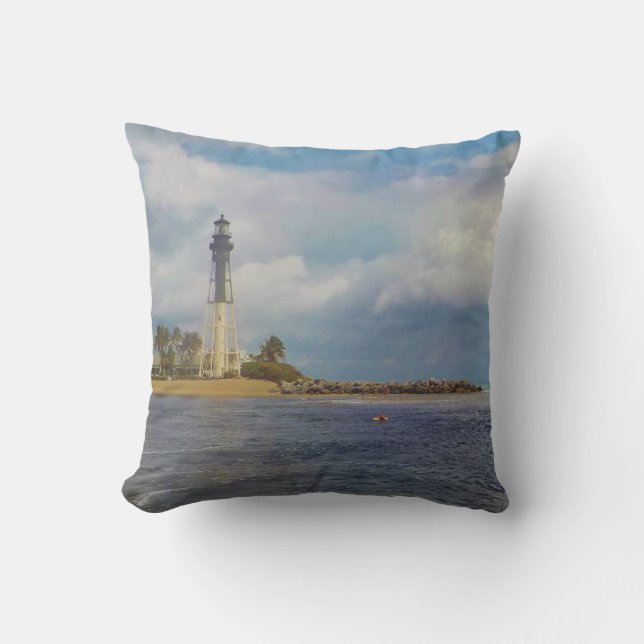 Hillsboro Inlet Light Scenic Outdoor Pillow (Front)