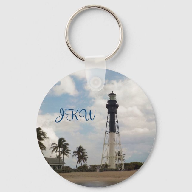 Hillsboro Inlet Light Tower Monogrammed Keychain (Front)