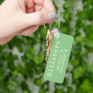 Hillsboro Oregon Latitude Longitude Keychain