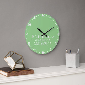 Hillsboro Oregon Latitude Longitude Large Clock