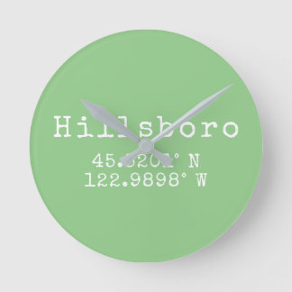 Hillsboro Oregon Latitude Longitude Round Clock