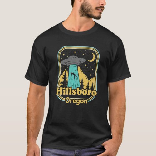 Hillsboro Oregon Ufo Alien 80s Vintage Retro State T_Shirt