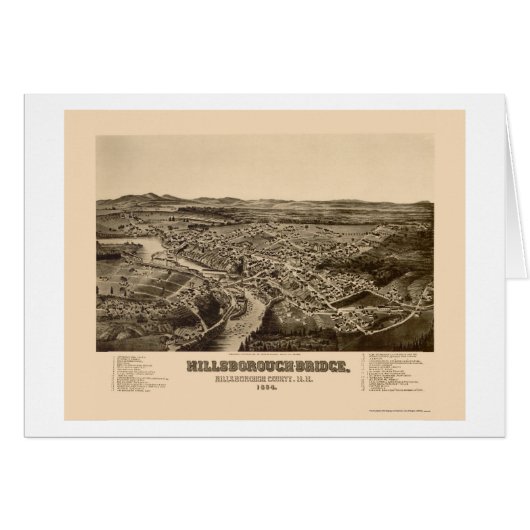 Hillsborough, NH Panoramic Map - 1884 Cards (Front Horizontal)