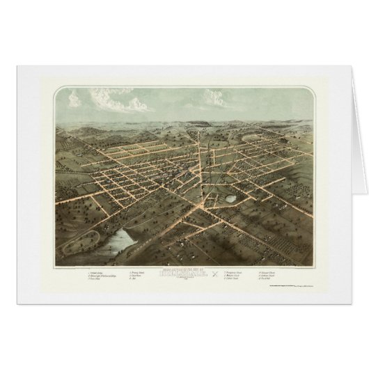 Hillsdale, MI Panoramic Map - 1866 Cards (Front Horizontal)
