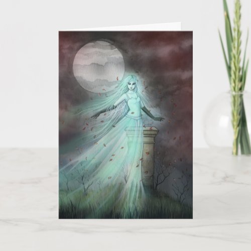 Hillside Ghost Fantasy Halloween Art Card