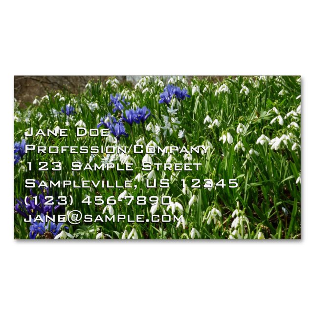 Hillside of Early Spring Flowers Landscape Business Card Magnet (Front)