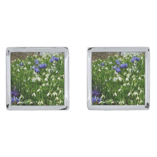 Hillside of Early Spring Flowers Landscape Cufflinks (Front)