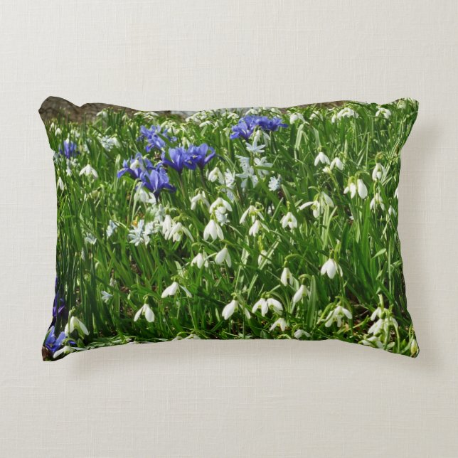 Hillside of Early Spring Flowers Landscape Decorative Pillow (Front)