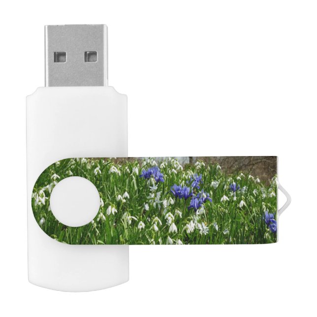 Hillside of Early Spring Flowers Landscape Flash Drive (Opened)