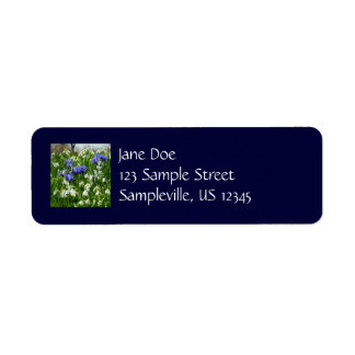 Hillside of Early Spring Flowers Landscape Label