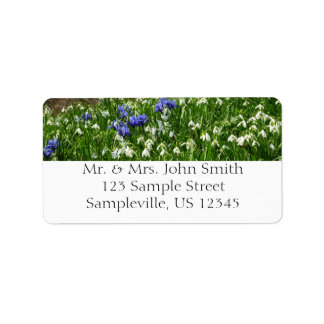 Hillside of Early Spring Flowers Landscape Label