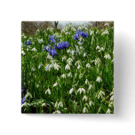 Hillside of Early Spring Flowers Landscape Pinback Button