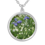 Hillside of Early Spring Flowers Landscape Silver Plated Necklace