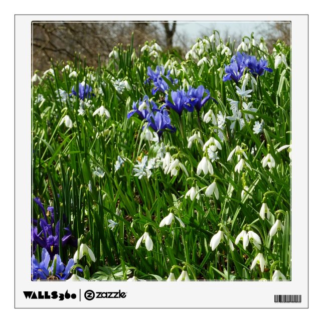 Hillside of Early Spring Flowers Landscape Wall Decal (Front)