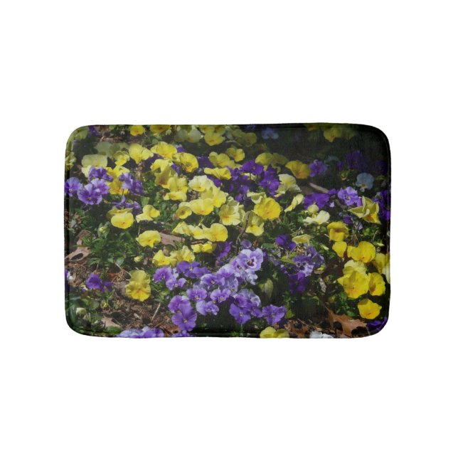 Hillside of Purple and Yellow Pansies Bath Mat (Front)