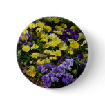 Hillside of Purple and Yellow Pansies Button